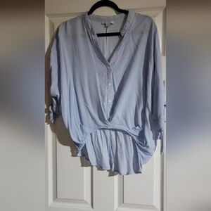 Women's Loose Blue Striped Blouse